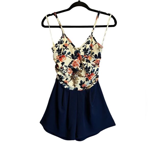 5 for $25🔥Papaya Floral Tank Shorts Romper Juniors Small - Picture 1 of 5